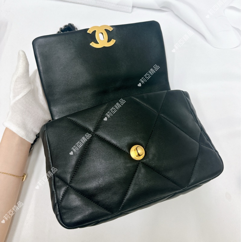 莉亞精品♡ Chanel 黑金19bag 二手美包-12