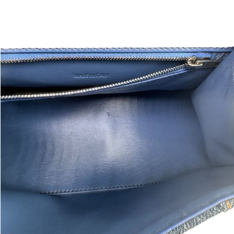 Balenciaga巴黎世家 hourglass BB Monogram 做舊銀色B標識金屬配件 聚酯纖維 單肩包斜挎包手提包 小號  藍色-8