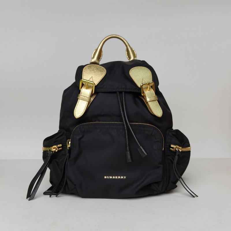 Burberry TheRucksack軍旅雙肩包中號黑色尼龍肩背包-0