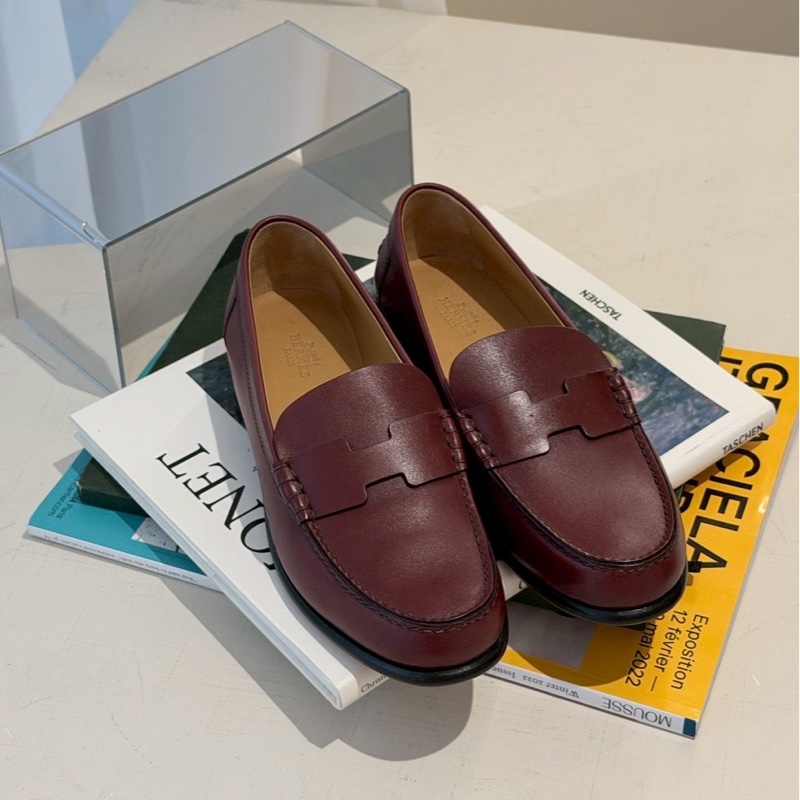 HERMES 酒紅色樂福鞋 37號-2