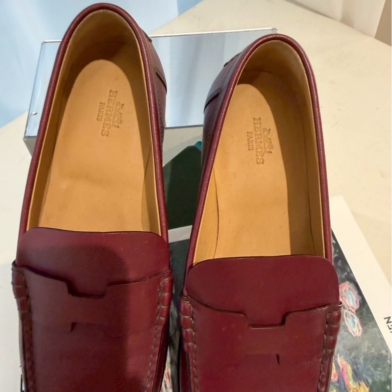 HERMES 酒紅色樂福鞋 37號-4