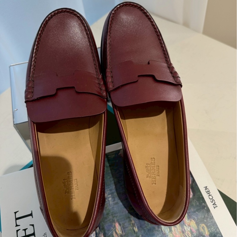 HERMES 酒紅色樂福鞋 37號-8
