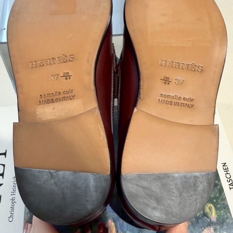 HERMES 酒紅色樂福鞋 37號-15