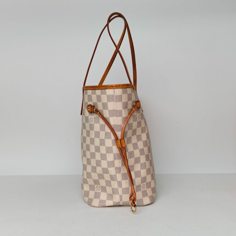 LOUIS VUITTON Neverfull中號31配子袋白棋格PVC金扣2018肩背包-3