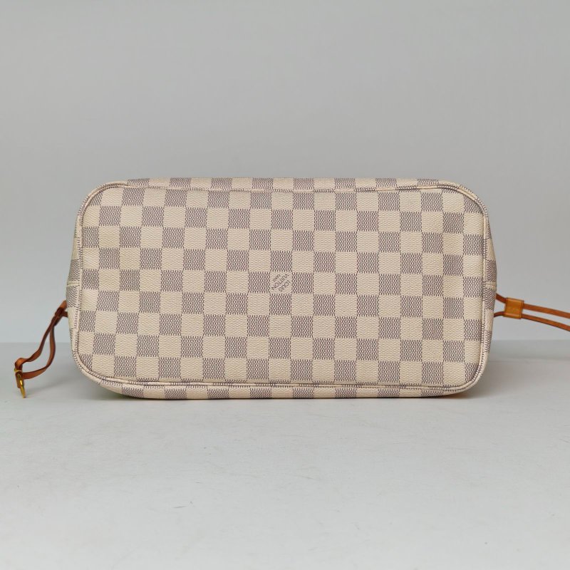 LOUIS VUITTON Neverfull中號31配子袋白棋格PVC金扣2018肩背包-4