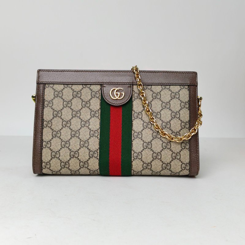 GUCCI Ophidia夾子包小號26老花PVC金扣肩背包-0