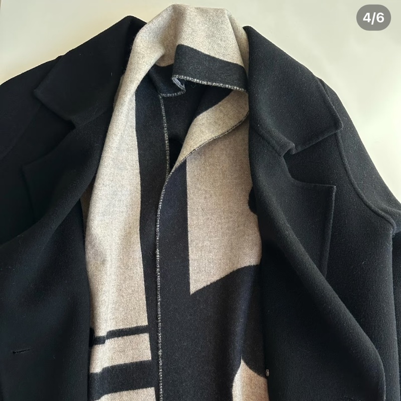 現貨商品 全新商品 Hermes 專櫃正貨 經典馬頭黑色圍巾-2