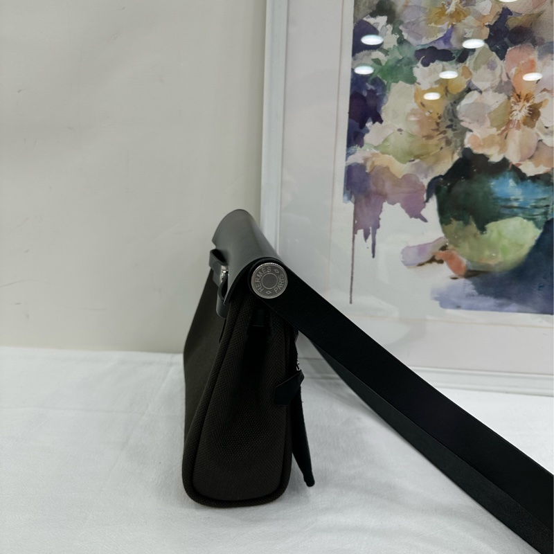 HERMES愛馬仕miniherbag 暗青銅色拼黑色 銀扣 W 刻 有購證-4