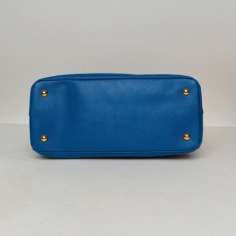 PRADA Galleria殺手包大號藍色牛皮肩背包-4