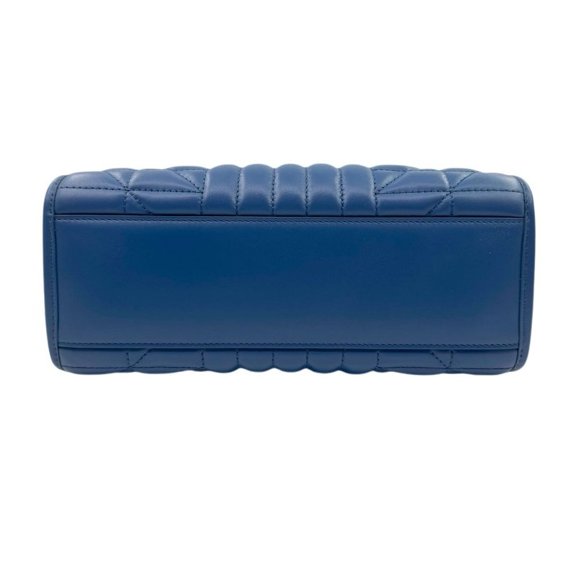 GUCCI古馳 GG Marmont 馬蒙 銀標Logo竪條斜紋鏈條絎縫 皮革 托特包Tote包購物袋斜挎單肩包 女款 藍色-4