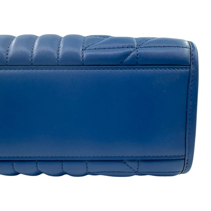 GUCCI古馳 GG Marmont 馬蒙 銀標Logo竪條斜紋鏈條絎縫 皮革 托特包Tote包購物袋斜挎單肩包 女款 藍色-6