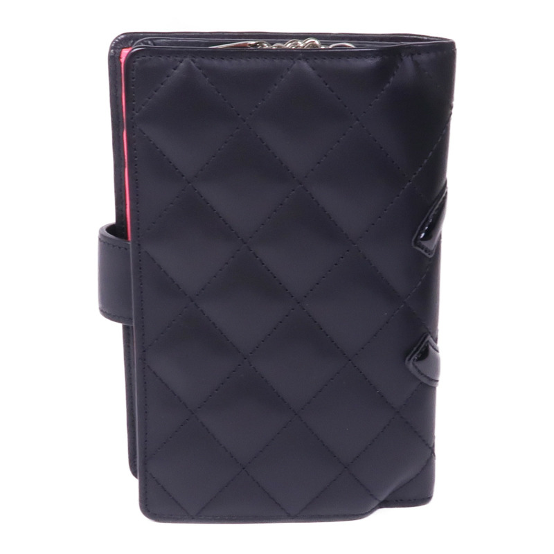 CHANEL 牛皮皮革Cambon Wallet銀扣錢包-1