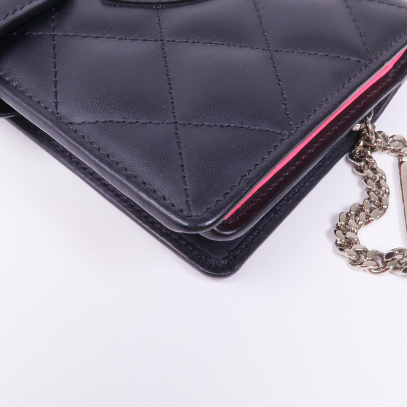 CHANEL 牛皮皮革Cambon Wallet銀扣錢包-8