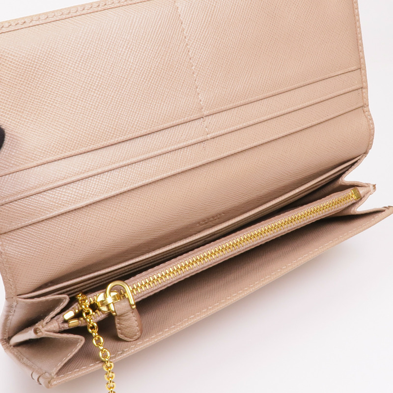 PRADA Saffiano皮革Long Wallet金扣長錢包-12