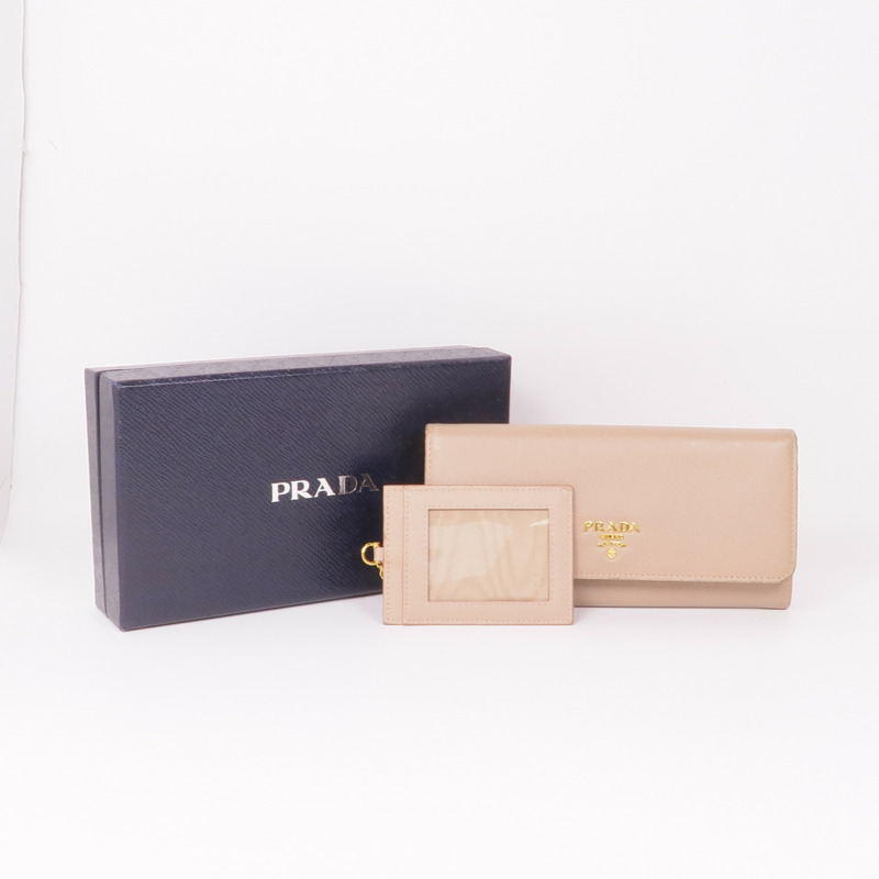 PRADA Saffiano皮革Long Wallet金扣長錢包-19