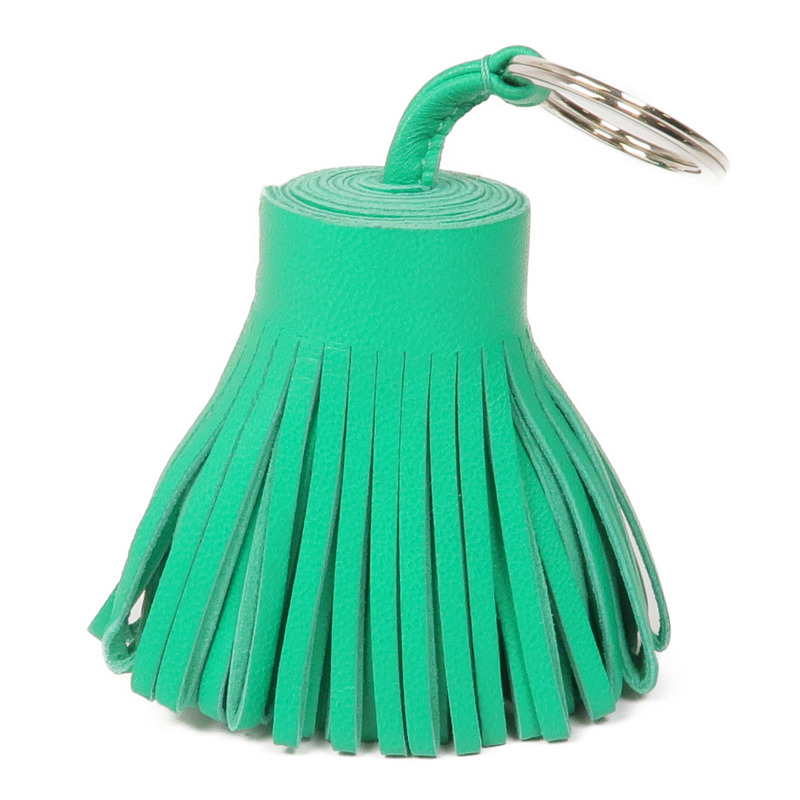 HERMES Milo皮革Carmen Key Ring銀扣鑰匙圈Bambou-0