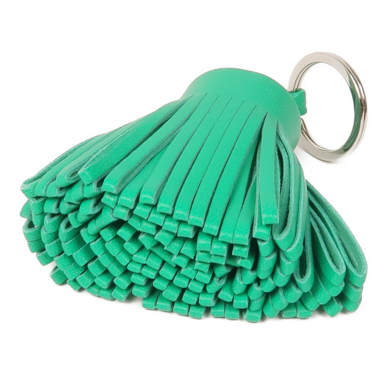 HERMES Milo皮革Carmen Key Ring銀扣鑰匙圈Bambou-2