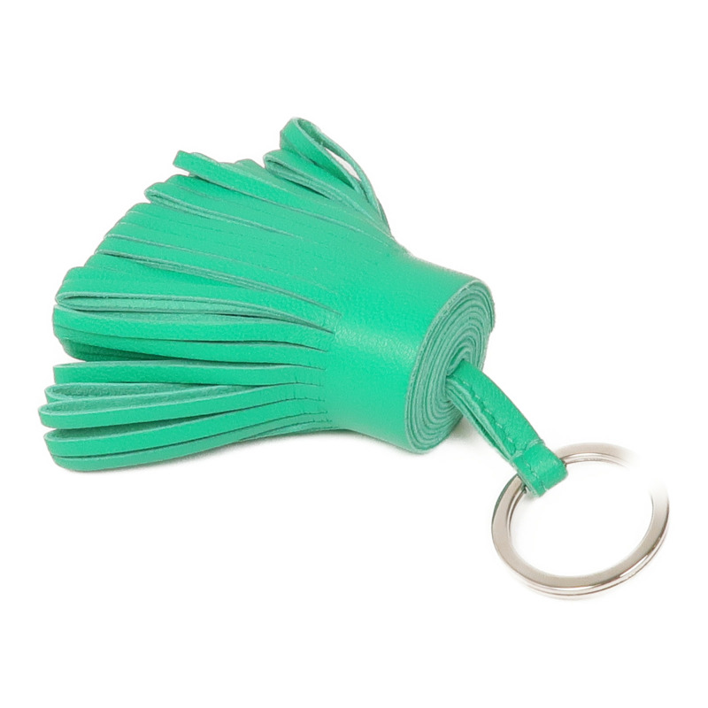 HERMES Milo皮革Carmen Key Ring銀扣鑰匙圈Bambou-3