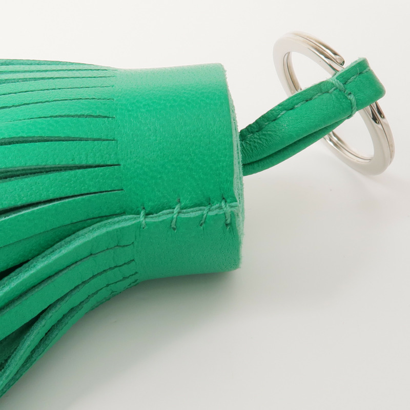 HERMES Milo皮革Carmen Key Ring銀扣鑰匙圈Bambou-5