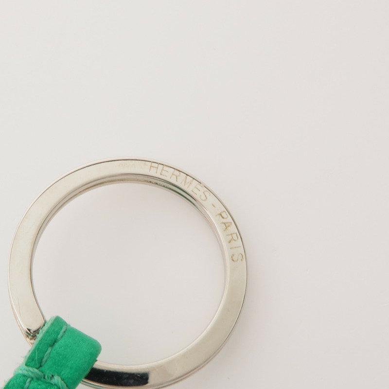 HERMES Milo皮革Carmen Key Ring銀扣鑰匙圈Bambou-6