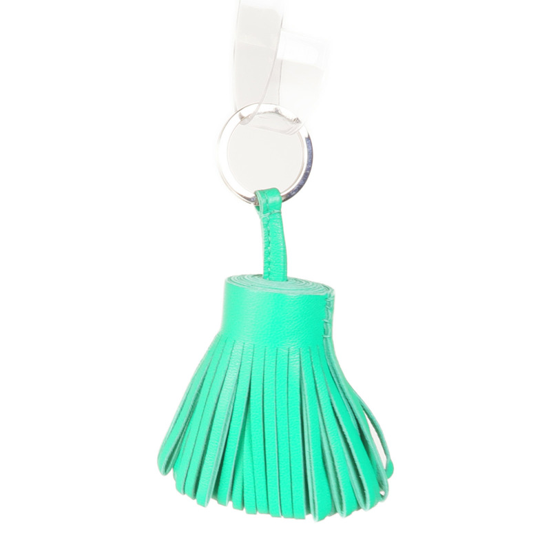 HERMES Milo皮革Carmen Key Ring銀扣鑰匙圈Bambou-7