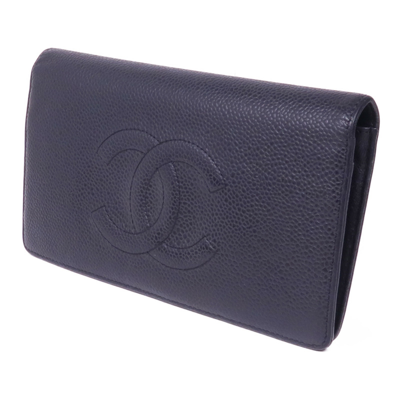 CHANEL 牛皮皮革Long Wallet銀扣長錢包-2