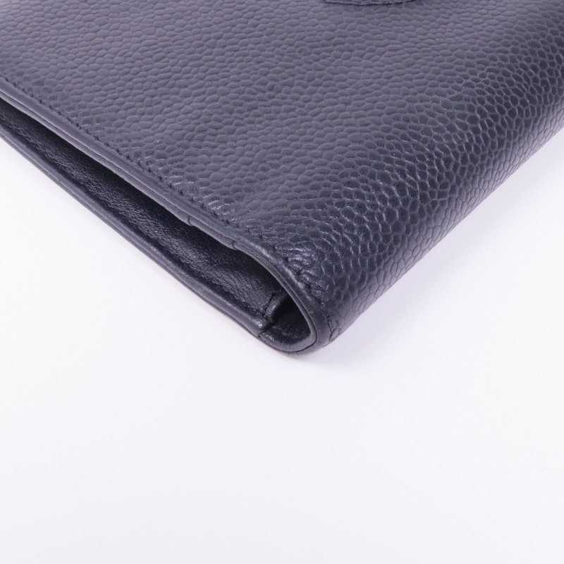 CHANEL 牛皮皮革Long Wallet銀扣長錢包-8