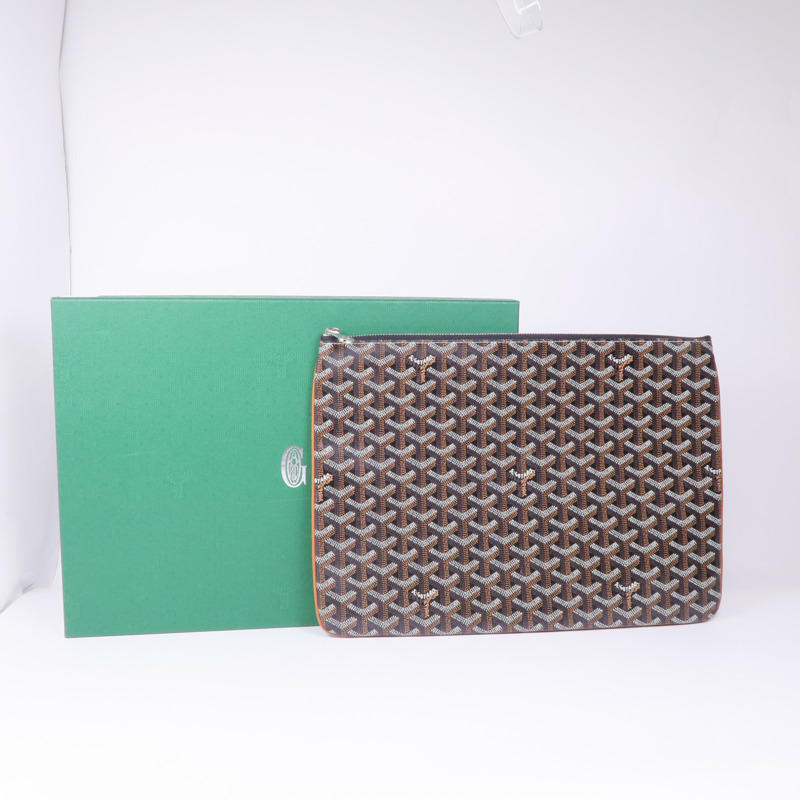 GOYARD 塗層帆布Clutch銀扣手拿包-13