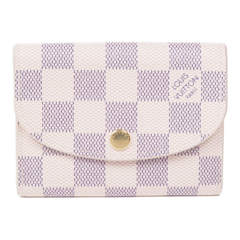 LOUIS VUITTON Damier Azur Rossalie Coin Purse金扣零錢包-0