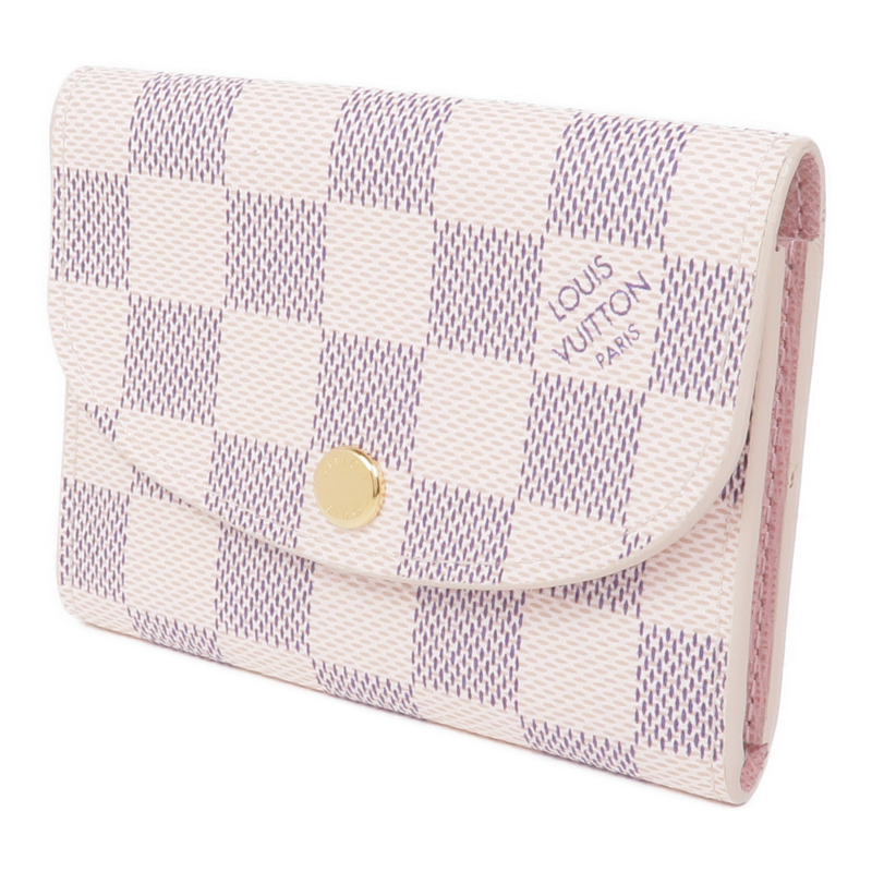 LOUIS VUITTON Damier Azur Rossalie Coin Purse金扣零錢包-2