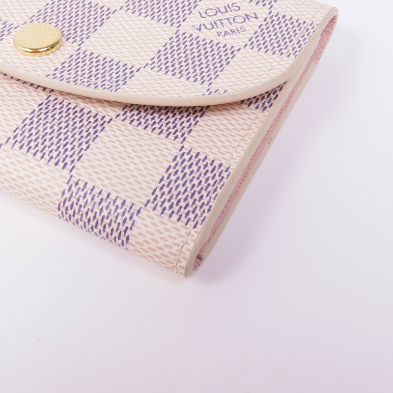 LOUIS VUITTON Damier Azur Rossalie Coin Purse金扣零錢包-6
