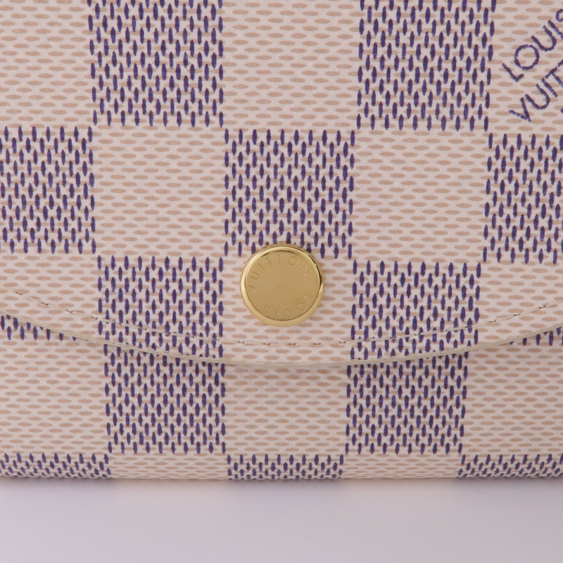 LOUIS VUITTON Damier Azur Rossalie Coin Purse金扣零錢包-10