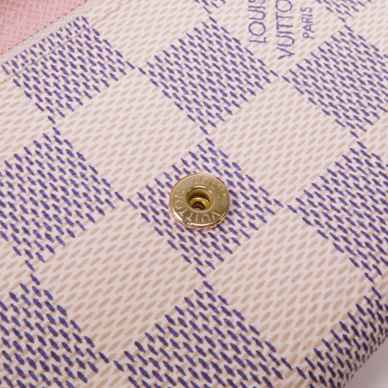 LOUIS VUITTON Damier Azur Rossalie Coin Purse金扣零錢包-11