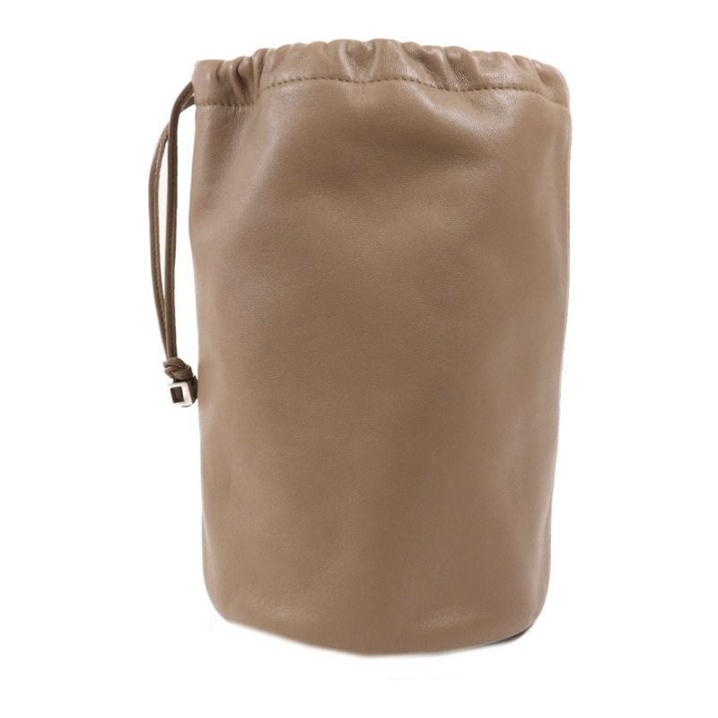 HERMES Milo皮革Bucket Bag銀扣手拿包Etoupe-0