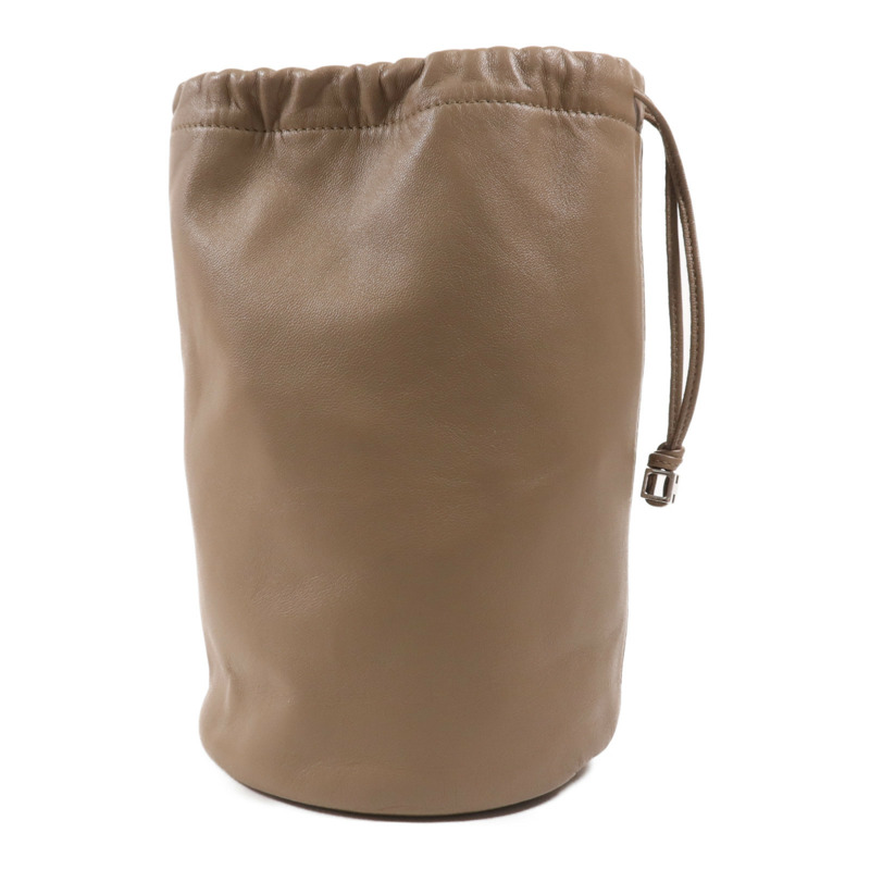 HERMES Milo皮革Bucket Bag銀扣手拿包Etoupe-1