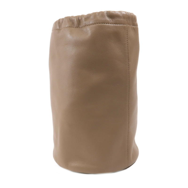 HERMES Milo皮革Bucket Bag銀扣手拿包Etoupe-2