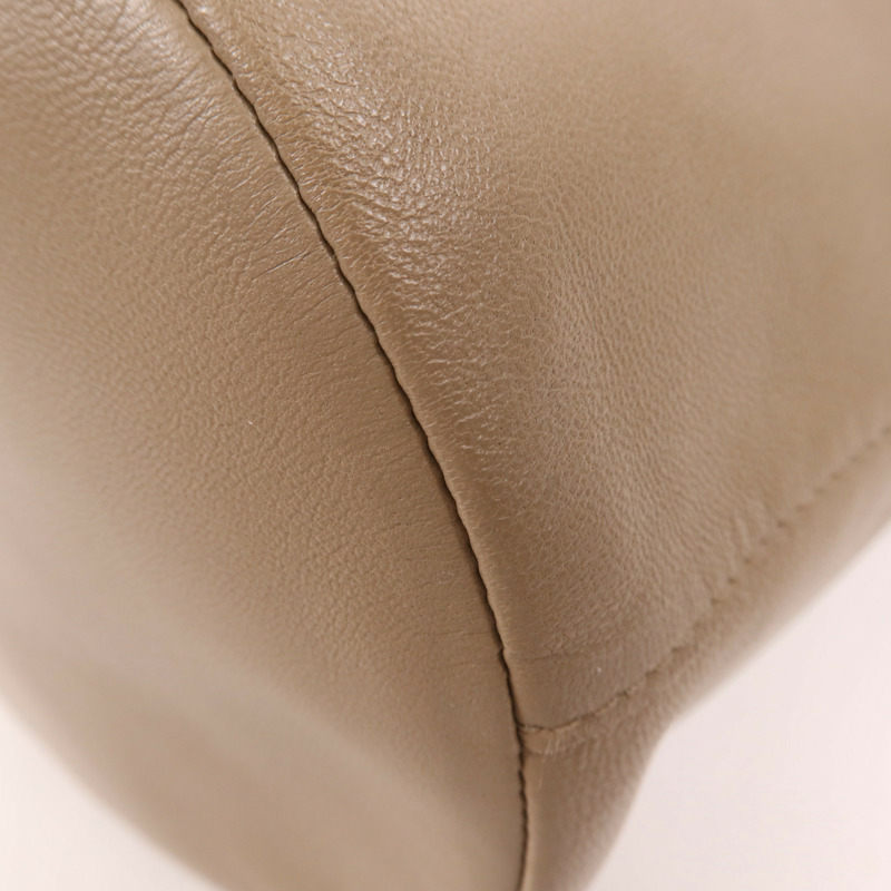 HERMES Milo皮革Bucket Bag銀扣手拿包Etoupe-7