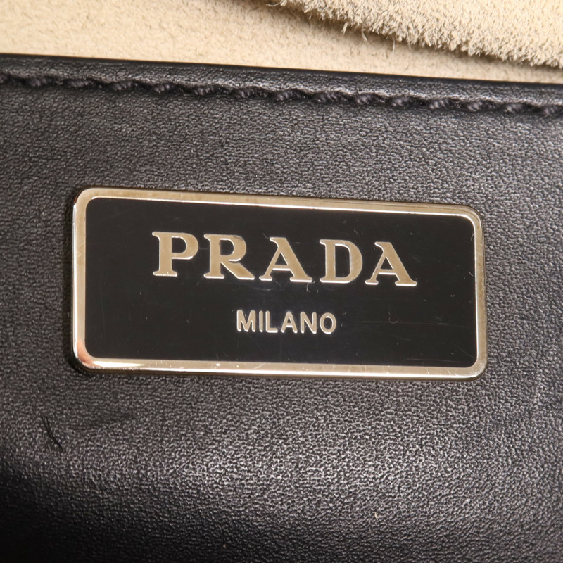 PRADA 牛皮皮革Hand Bag銀扣手挽肩背兩用袋-5