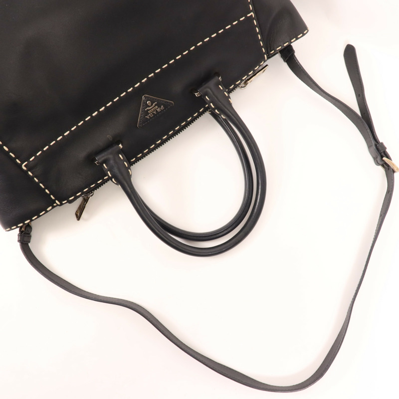 PRADA 牛皮皮革Hand Bag銀扣手挽肩背兩用袋-7