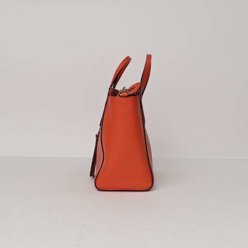 GUCCI 橘紅色牛皮淺金扣Swing手提單肩包肩背包-1
