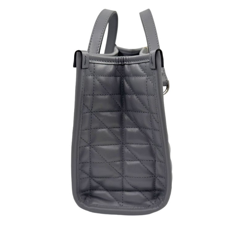 GUCCI古馳 GG Marmont 馬蒙 銀標Logo竪條斜紋鏈條絎縫 皮革 托特包Tote包購物袋斜挎單肩包 灰色-4