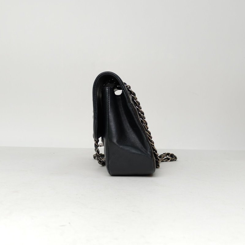 CHANEL 拼色羊皮24開銀扣季節款麻花扣CF口蓋鏈條包/肩背包-1