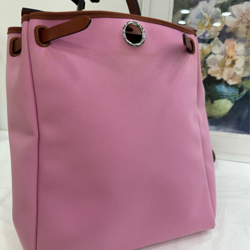 Hermes 愛馬仕 Herbag a dos Zip retourme 雙肩背包pm 粉紅色 雙肩包書包31bag Z刻 銀扣 有單 有點髒 有鑰匙缺鎖-5