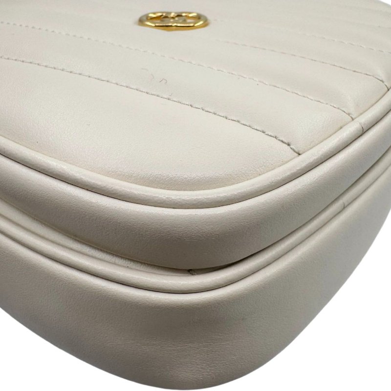 GUCCI古馳 互扣式G心形 皮革 斜挎單肩包 女款 白色-6