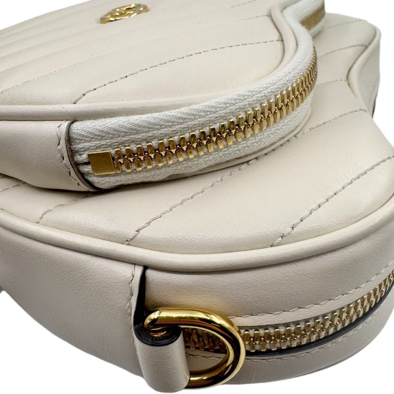 GUCCI古馳 互扣式G心形 皮革 斜挎單肩包 女款 白色-7