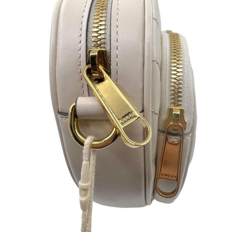 GUCCI古馳 互扣式G心形 皮革 斜挎單肩包 女款 白色-11