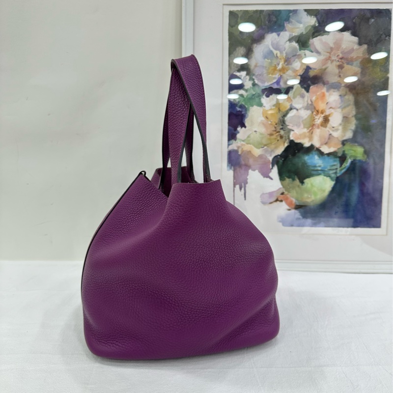 HERMES/愛馬仕 菜籃18海葵紫tc皮銀扣Z刻 有購證-3