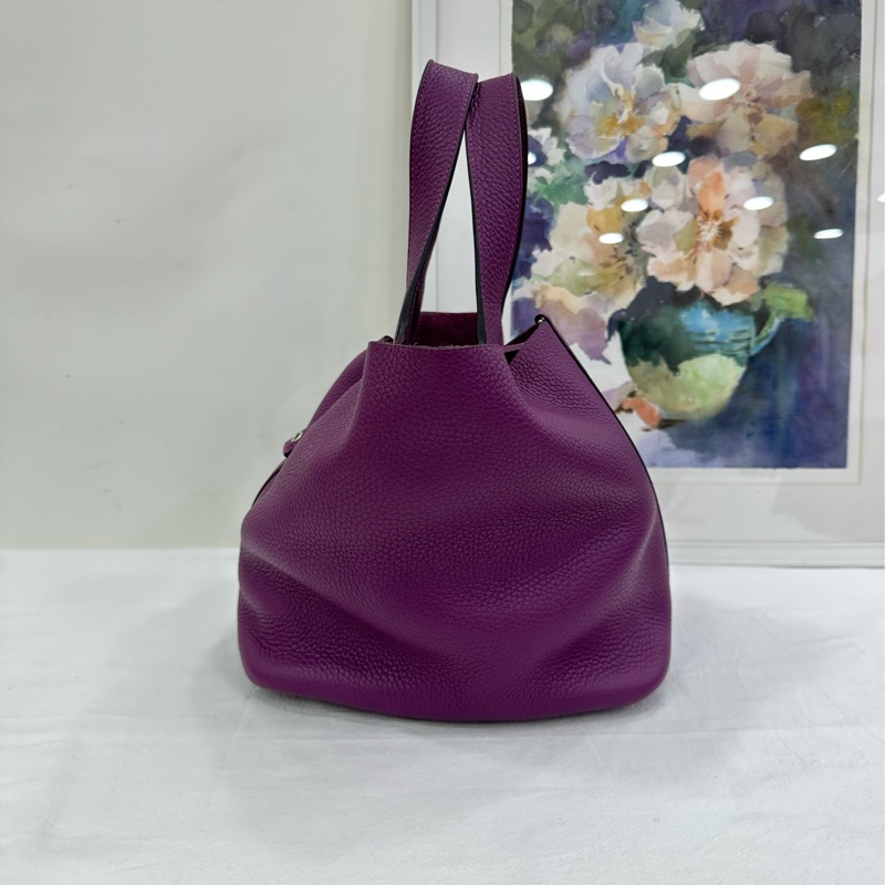 HERMES/愛馬仕 菜籃18海葵紫tc皮銀扣Z刻 有購證-4