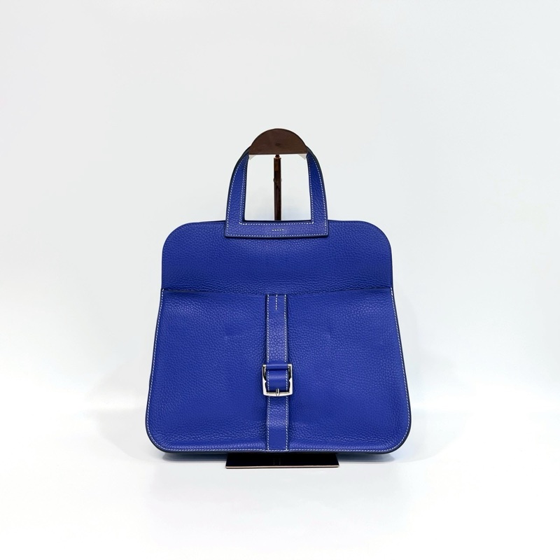 Hermes 7T電光藍TC皮Halzan 31cm五用包-1