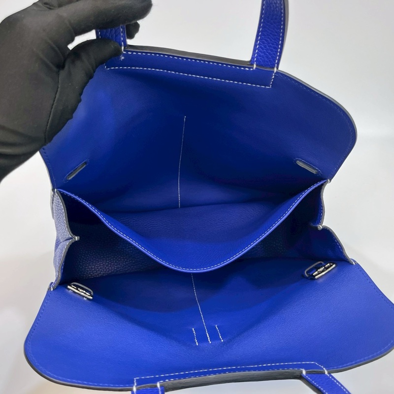 Hermes 7T電光藍TC皮Halzan 31cm五用包-6